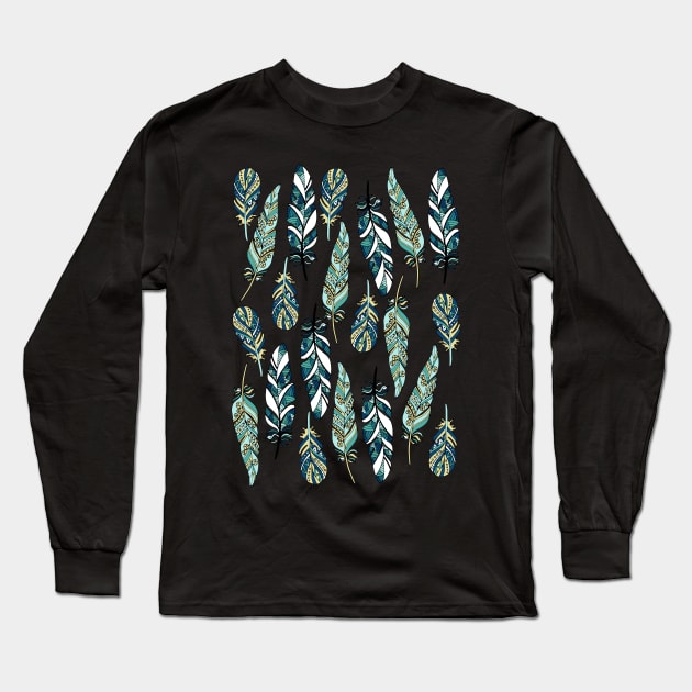 Feathers Long Sleeve T-Shirt by JuliaBadeeva